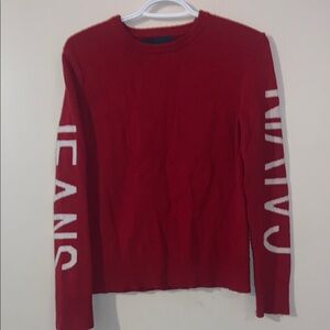 Calvin Klein - Red / White Women Crew Neck Knitted Sweater